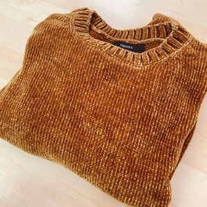 Mustard yellow brown chenille sweater